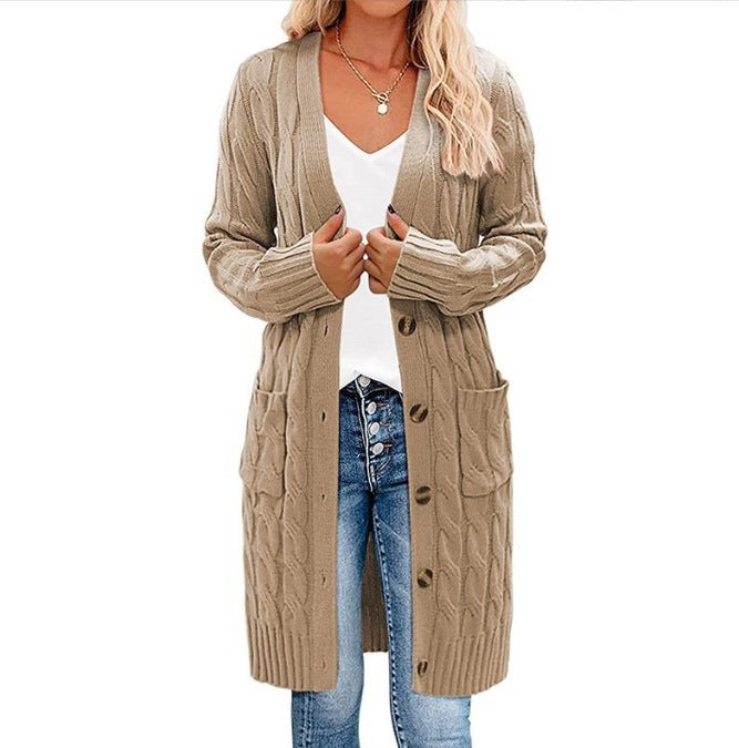 Cardigan femme en gros tricot avec poches et détails de boutons Chic und Stil