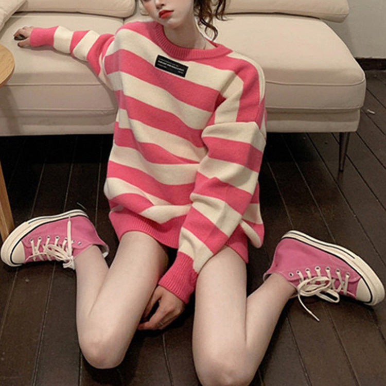 Pull confortable pour femmes avec de larges rayures et un matériau doux Chic und Stil