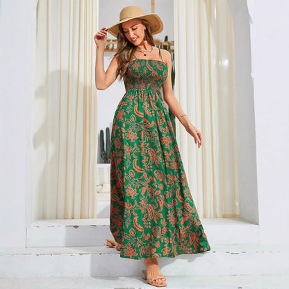 Dames motif floral robe maxi à bretelles spaghetti Chic und Stil
