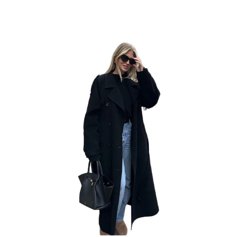 Dames élégant long trench-coat avec coupe moderne et poches pratiques Chic und Stil