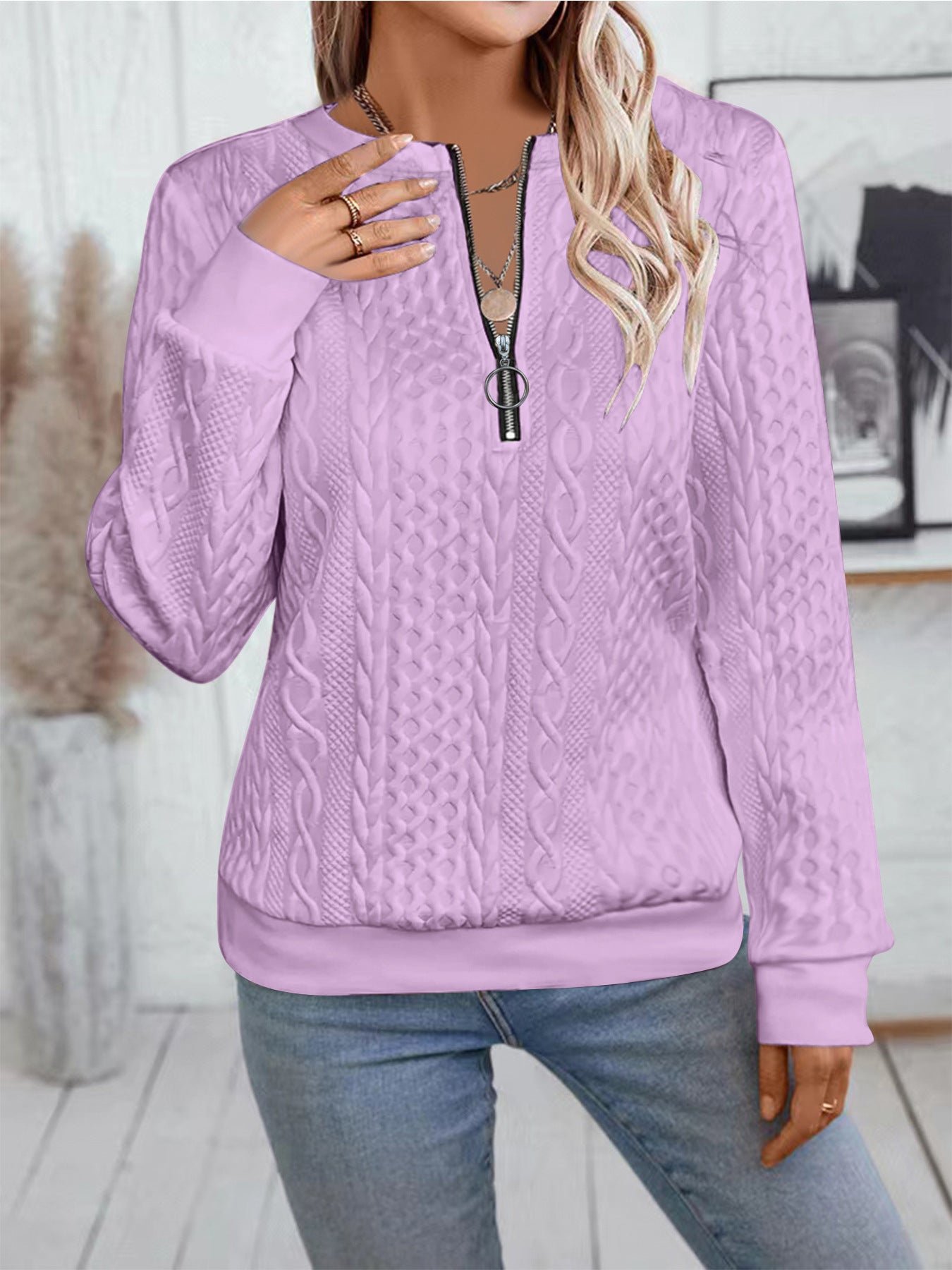 Pull en tricot à fermeture éclair pour femmes Chic und Stil