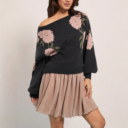 Pull en tricot décontracté pour femmes avec design floral Chic und Stil