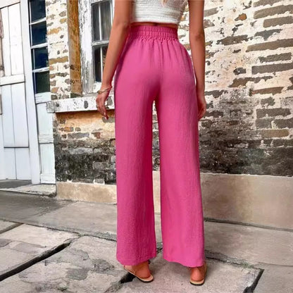 Women Stylish Leisure Pants with Elastic Waistband and Side Pockets Chic and Style