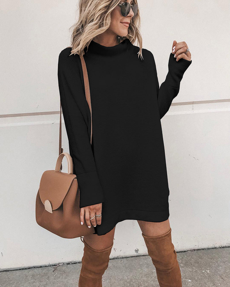 Robe en tricot surdimensionnée pour femmes avec col montant et manches bouffantes Chic und Stil