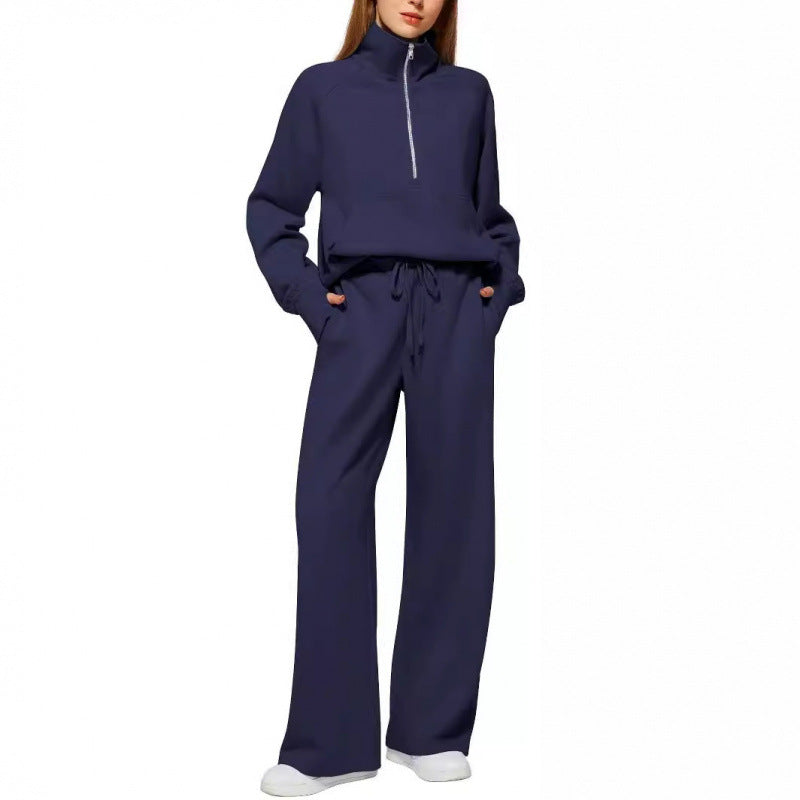 Ladies zip hoodie comfortable and wide pants Chic and Style