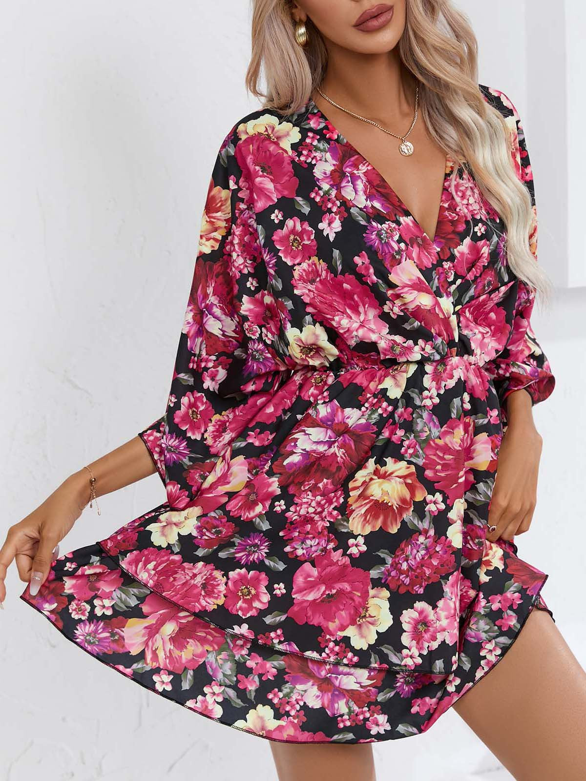 Robe chemise décontractée pour femme avec décolleté en V profond et manches amples Chic und Stil
