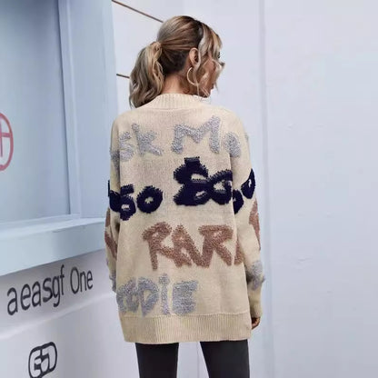 Dames Grobtricot Cardigan avec motif coloré Chic und Stil