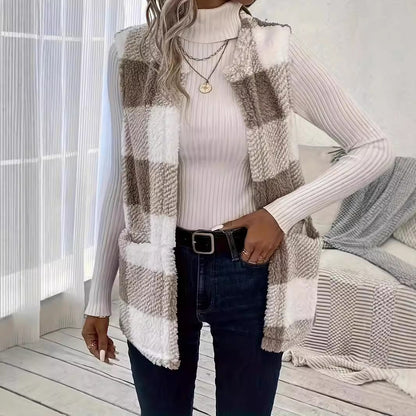 Dames Gilet en polaire à motifs avec poches pratiques Chic und Stil