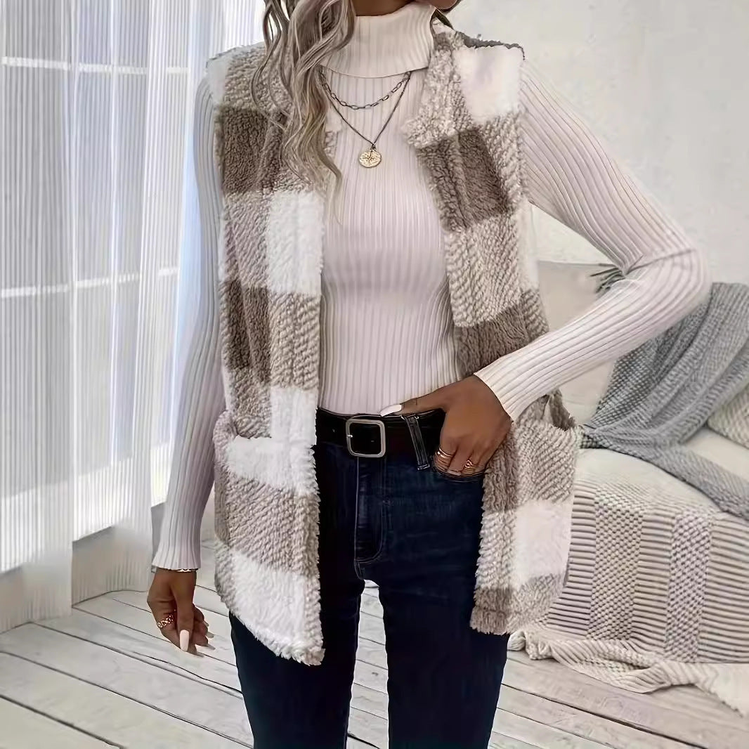 Dames Gilet en polaire à motif avec poches pratiques Chic und Stil
