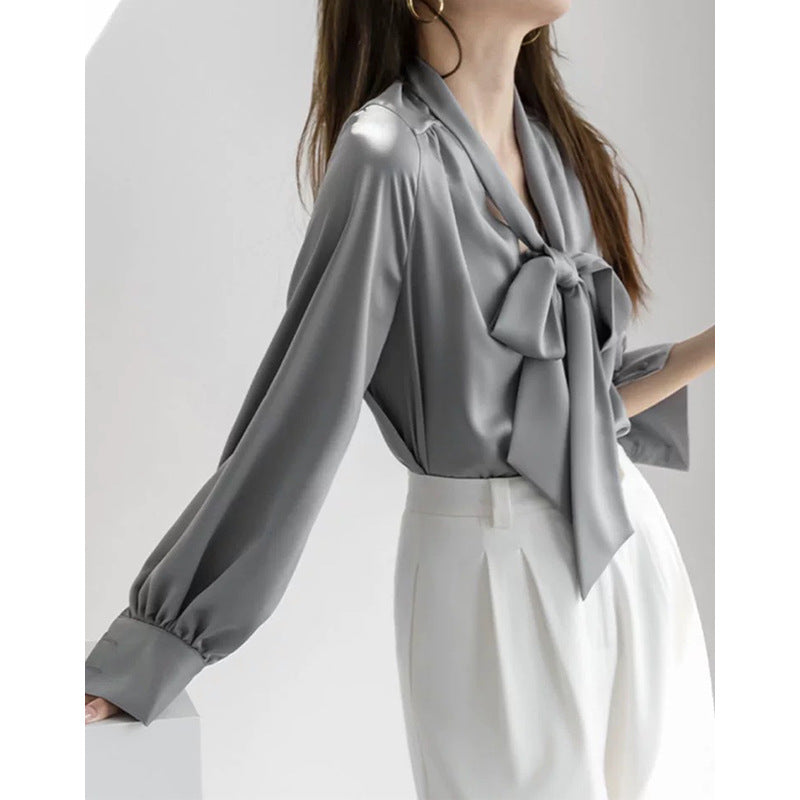 Blouse Élégante à Nœud Avant pour Femme Chic und Stil