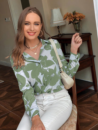 Chemisier à manches longues à imprimé floral pour femmes Chic und Stil