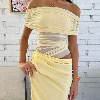Robe moulante à épaules dénudées avec drapé pour femmes Chic und Stil