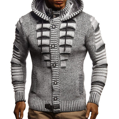 Veste en tricot pour hommes avec capuche et détails décoratifs des boutons Chic und Stil