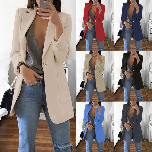 Veste blazer pour femmes élégante avec des détails en boutons brillants et des poches spacieuses Chic und Stil