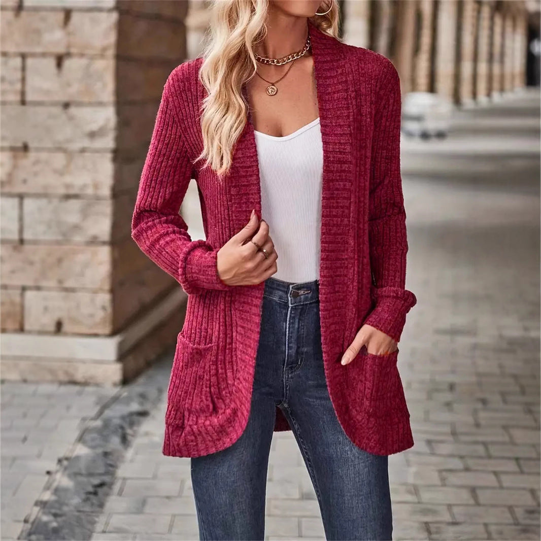 Dames cardigan décontracté avec poches et design texturé Chic und Stil