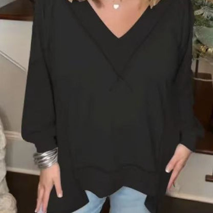 Women Casual Pull with Three-Quarter Sleeves and V-Neck Chic and Style