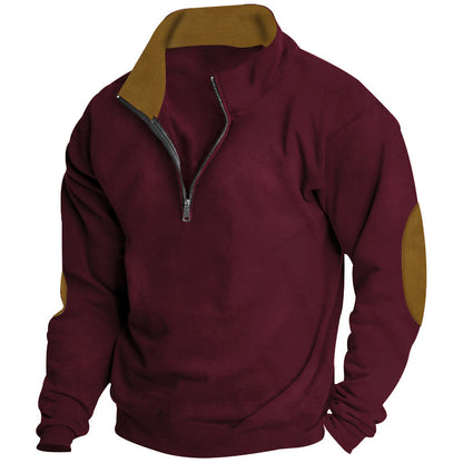 Pull confortable pour hommes avec demi-fermeture éclair et élégants patchs aux coudes Chic und Stil