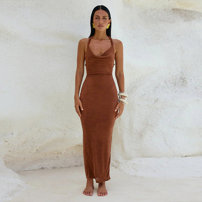 Robe maxi bodycon à bretelles spaghetti Chic und Stil