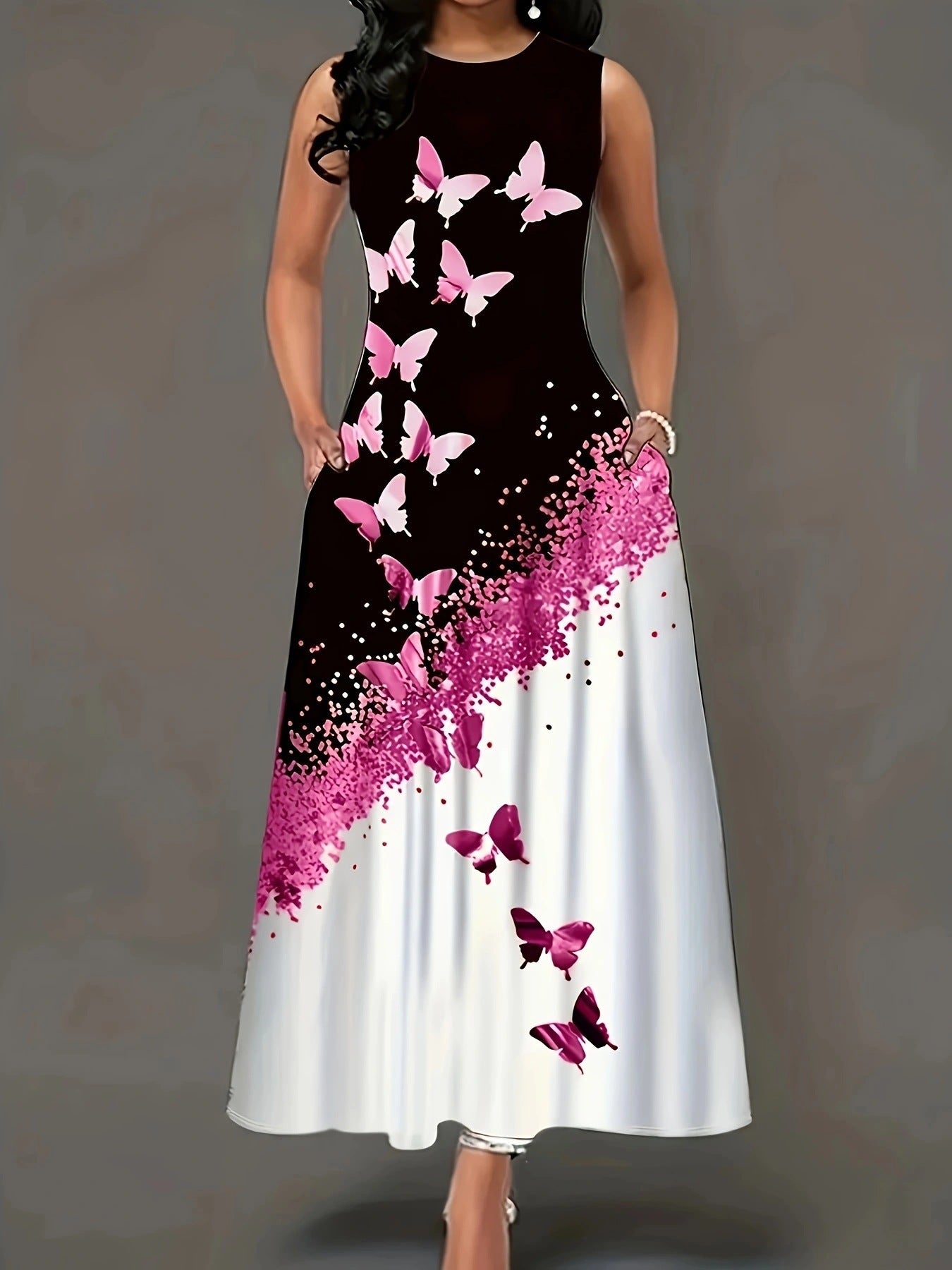 Robe maxi femme avec motif floral et poches pratiques Chic und Stil