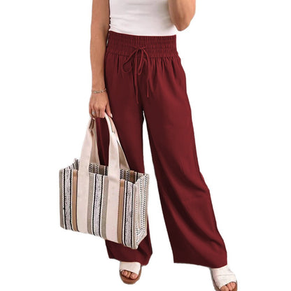 High waist wide leg pants for women with elastic waistband and practical pockets Chic und Stil