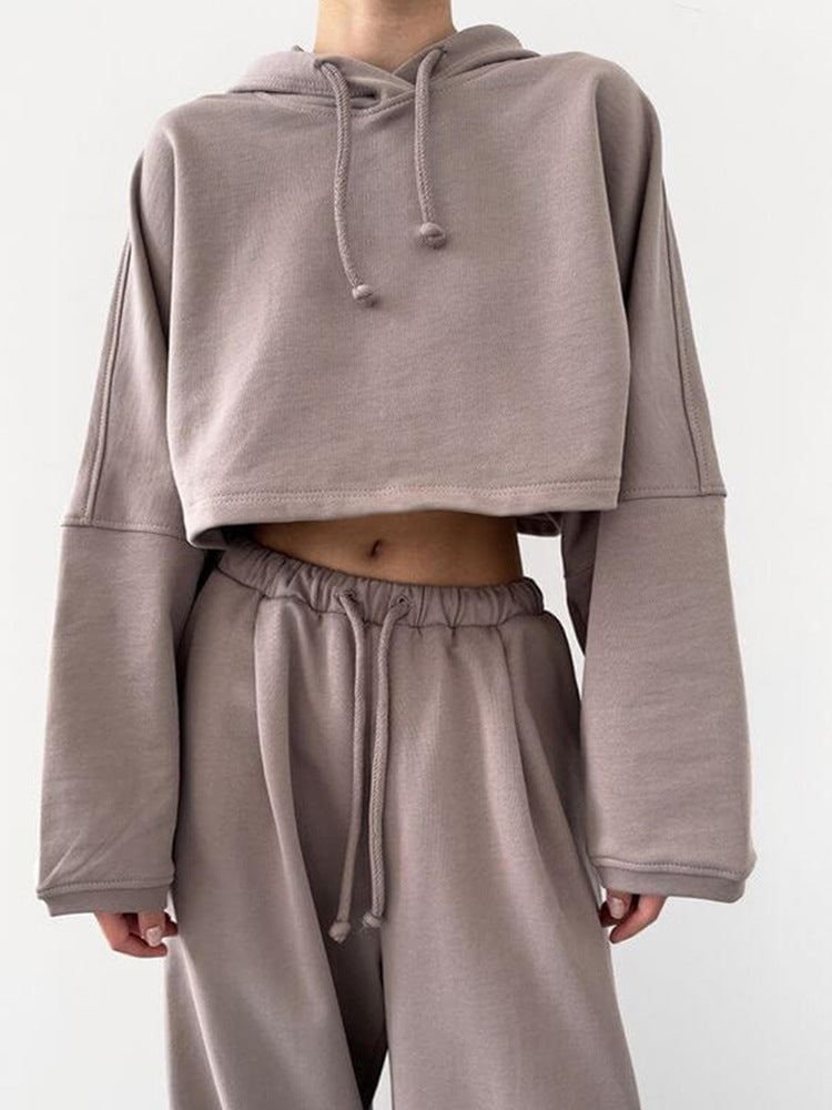 Dames cropped Hoodie avec manches larges Chic und Stil