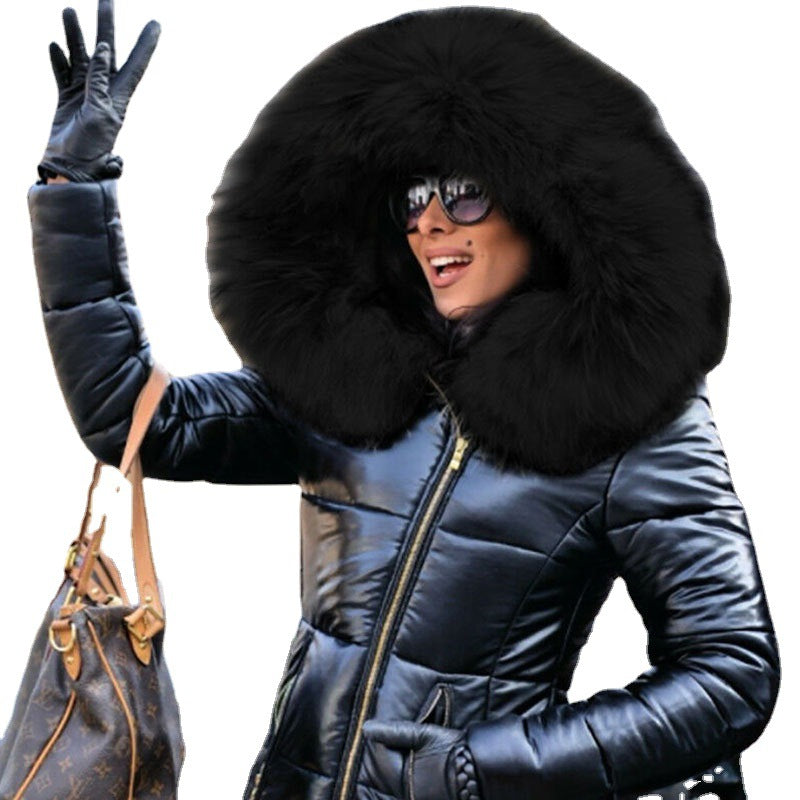 Dame veste matelassée avec col en fourrure luxueux et poches pratiques Chic und Stil