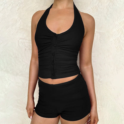 Dames Haut de bikini à boutons et short Chic und Stil