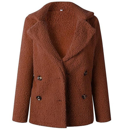 Dames Blazer en fausse fourrure à double boutonnage Chic und Stil