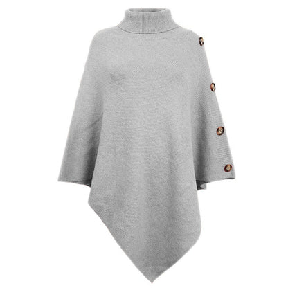 Dames élégant poncho avec col montant et boutons décoratifs Chic und Stil