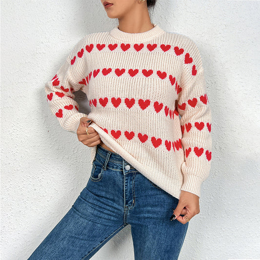 Pull en tricot pour femmes avec motif en forme de cœur Chic und Stil