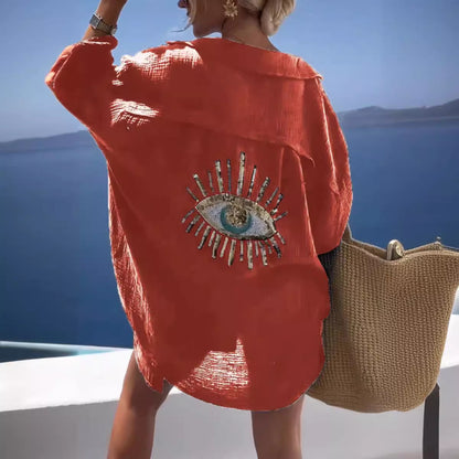 Chemisier-vest pour femmes grande taille avec motif d'yeux scintillants Chic und Stil