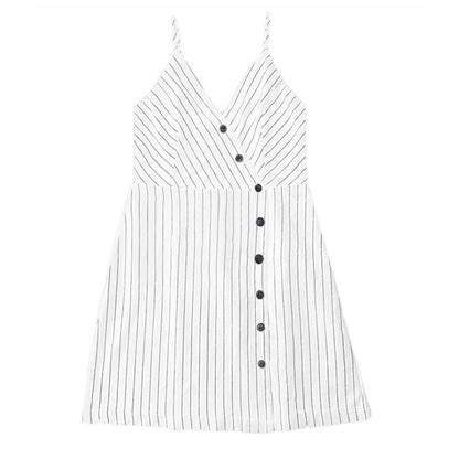 Robe à bretelles spaghetti pour femmes avec détails de boutons et coupe asymétrique Chic und Stil