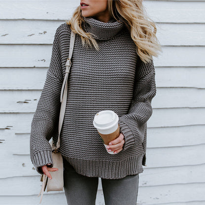 Pull en grosse maille pour femmes avec col montant et coupe décontractée Chic und Stil
