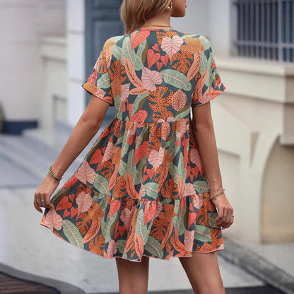 Dames Robe Swing Florale Vibrante Chic und Stil