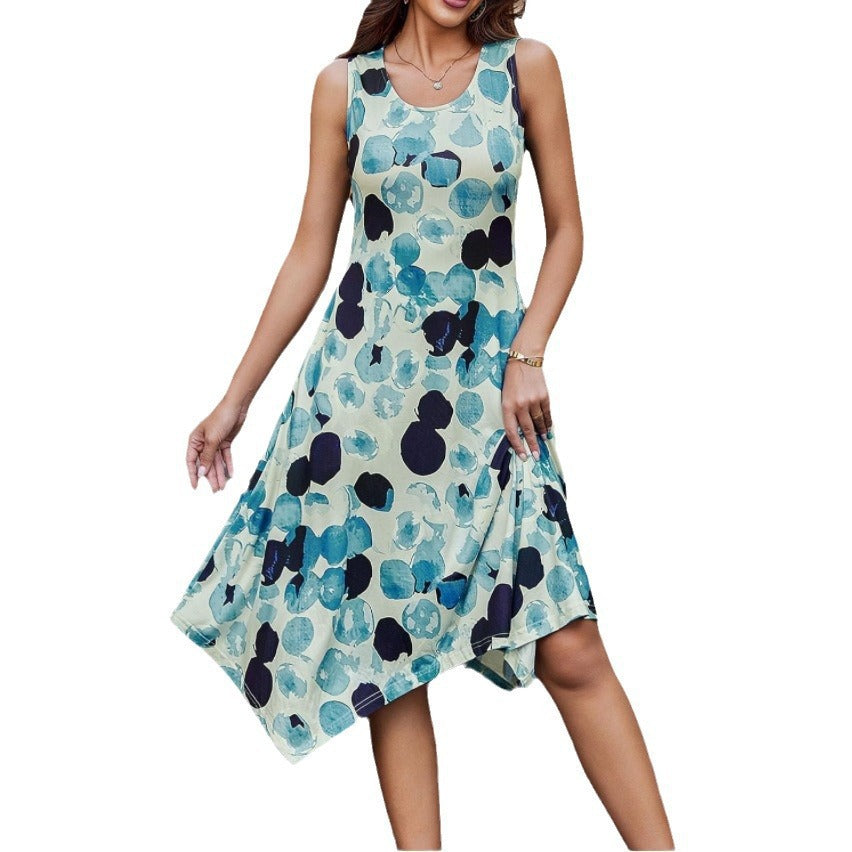 Robe chemise d'été pour femmes avec ourlet asymétrique et motif accrocheur Chic und Stil