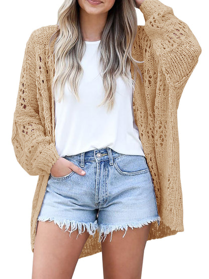 Dames gilet aéré avec motif de trous détaillé et coupe large Chic und Stil