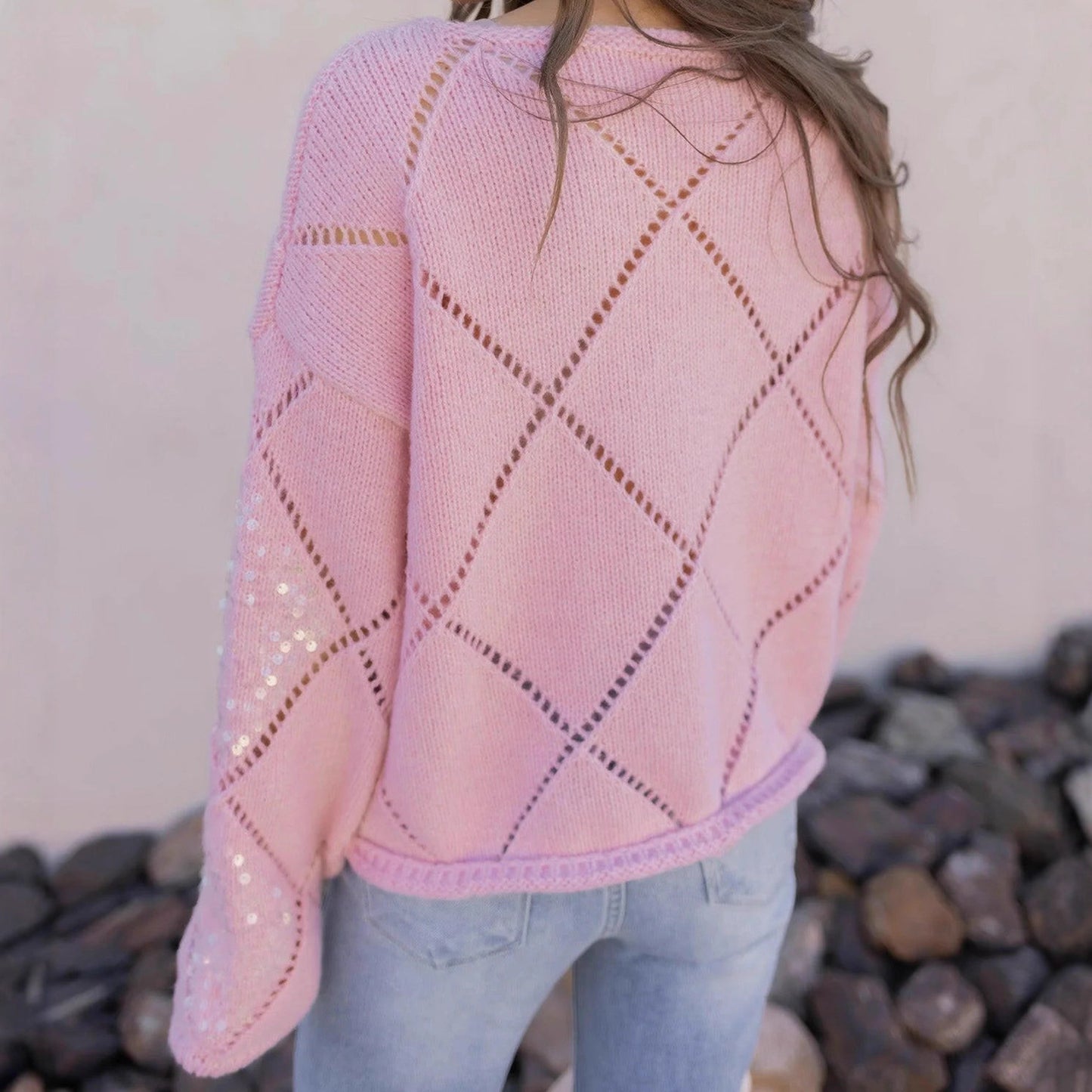 Pull en tricot à la mode pour femmes avec des détails scintillants Chic und Stil