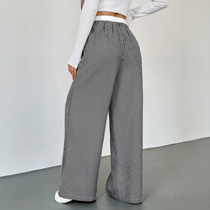 Wide striped pants for women with drawstring belt Chic und Stil