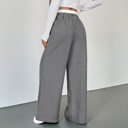 Wide striped pants for women with drawstring belt Chic und Stil