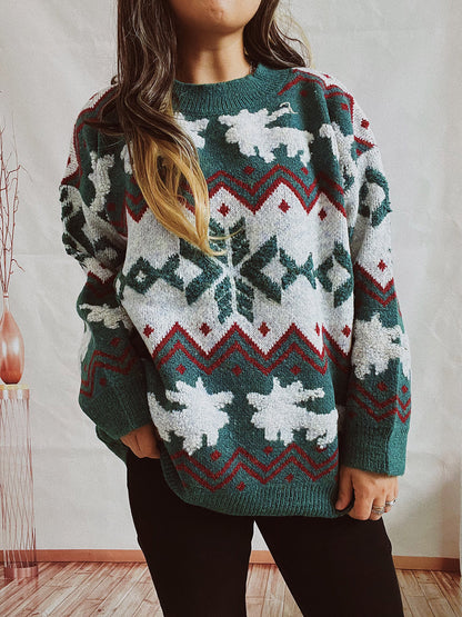 Pull en tricot festif pour femmes avec un design de Noël et col haut Chic und Stil
