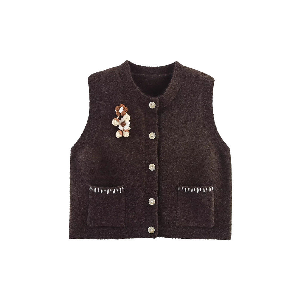 Dames gilet en tricot avec détails de boutons décoratifs Chic und Stil