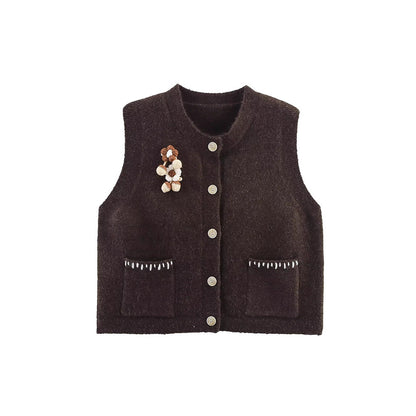 Dames gilet en tricot avec détails de boutons décoratifs Chic und Stil