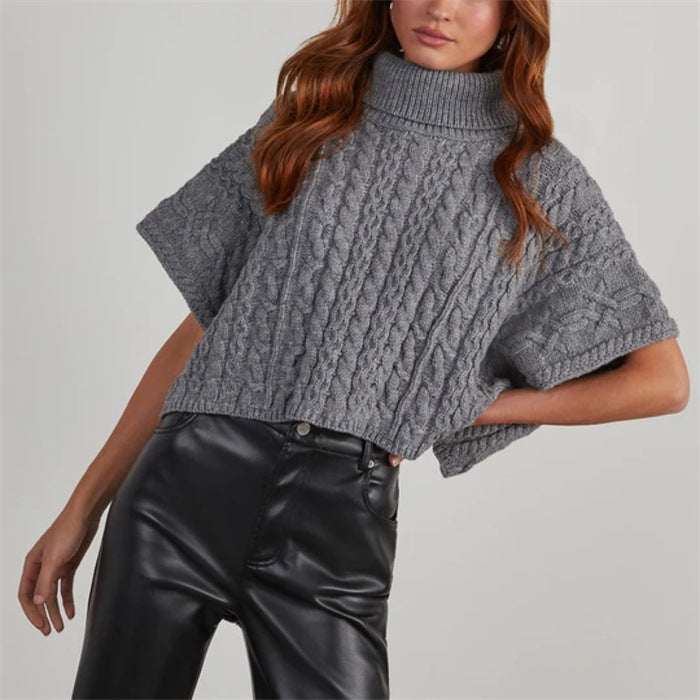 Pull élégant en tricot douillet pour femmes avec texture côtelée et col haut Chic und Stil