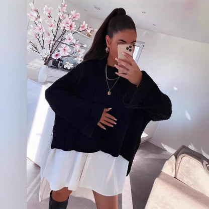 Pull en tricot surdimensionné pour femmes avec design à trous texturé et coupe décontractée Chic und Stil