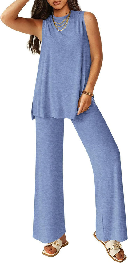 Dames Haut décontracté et ensemble de pantalon large Chic und Stil