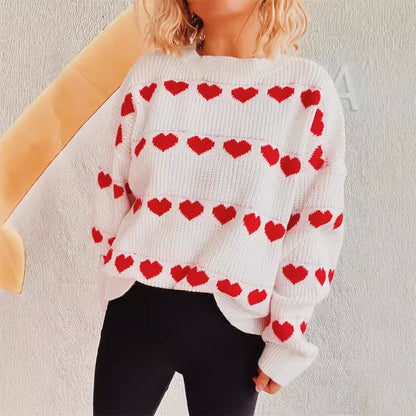 Pull en tricot à motif cœurs confortable pour femmes avec des manches larges Chic und Stil