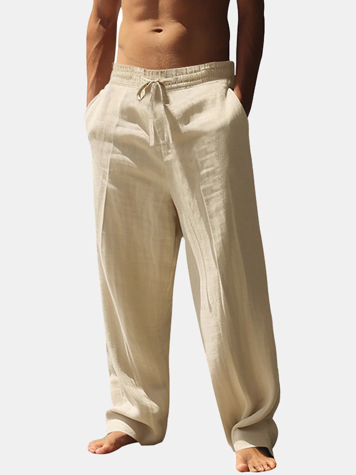 Casual linen pants for men with elastic waistband and side pockets Chic und Stil