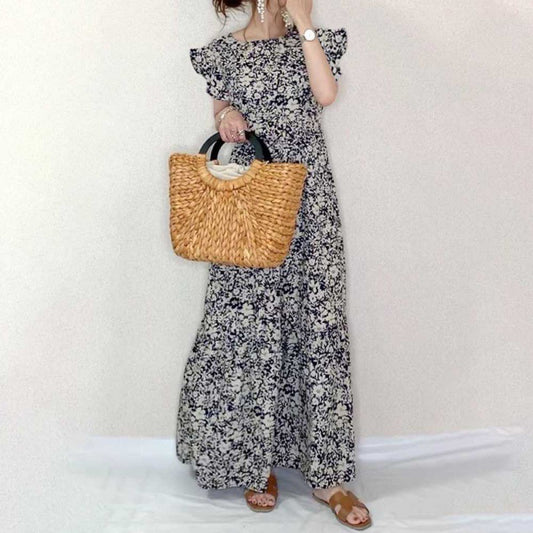 Robe Maxi Florale à Détails Volants Chic und Stil