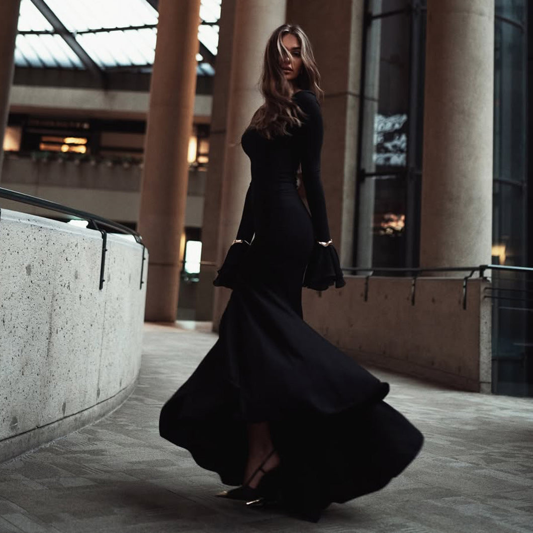 Dames Élégant Robe Maxi avec Détails de Manches Raffinés Chic und Stil