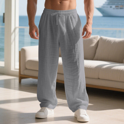 Casual long cotton pants for men with elastic waistband and practical drawstring Chic and Style